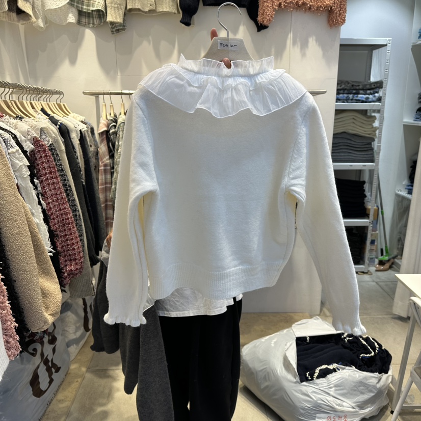 LADYBUG+ADORABLE韓國代購㊣女裝新款熱賣襯衫蕾絲衫荷葉邊LADYBUG/Adorable襯衫/蕾絲衫