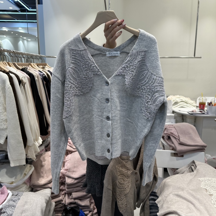 BLUE RIBBON東大門㊣代購女裝新品職業熱賣休閑25秋冬針織衫V領BLUE RIBBON針織衫圖色2