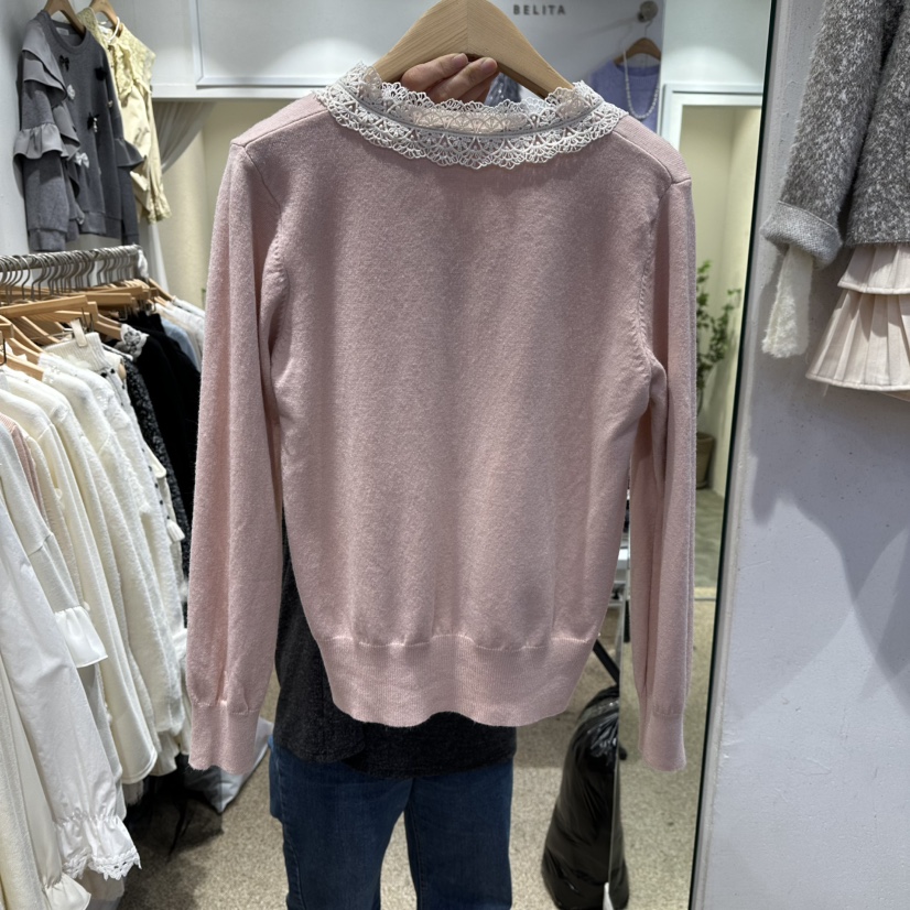 BELITA東大門㊣代購女士新款休閑真品人氣25秋冬針織衫蕾絲BELITA針織衫
