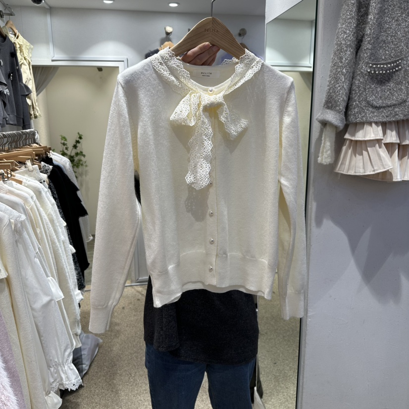 BELITA東大門㊣代購女士新款休閑真品人氣25秋冬針織衫蕾絲BELITA針織衫圖色1
