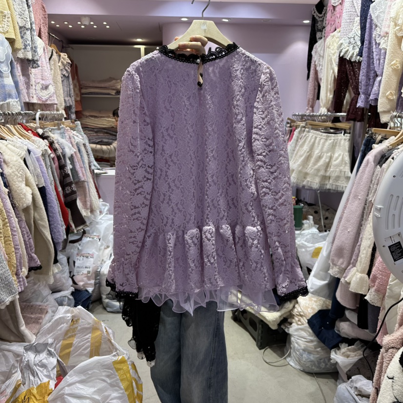 MS東大門㊣實拍女士新品25秋冬職業真品人氣休閑襯衫蕾絲衫MS襯衫/蕾絲衫