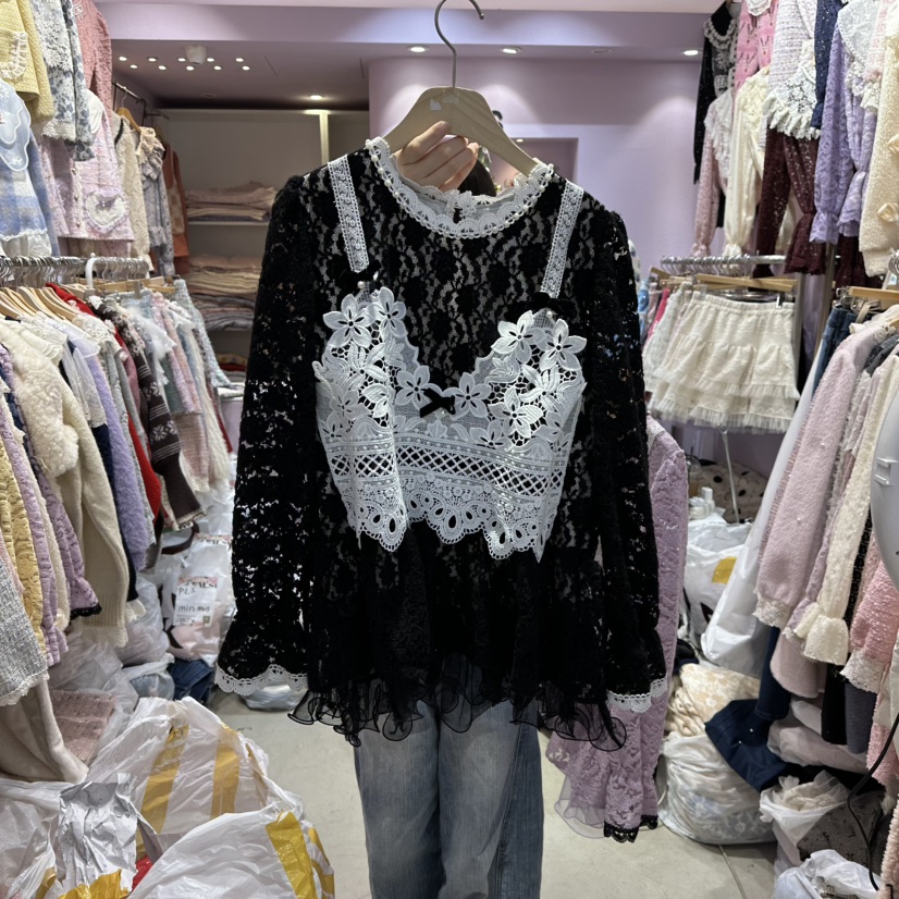 MS東大門㊣實拍女士新品25秋冬職業真品人氣休閑襯衫蕾絲衫MS襯衫/蕾絲衫圖色2