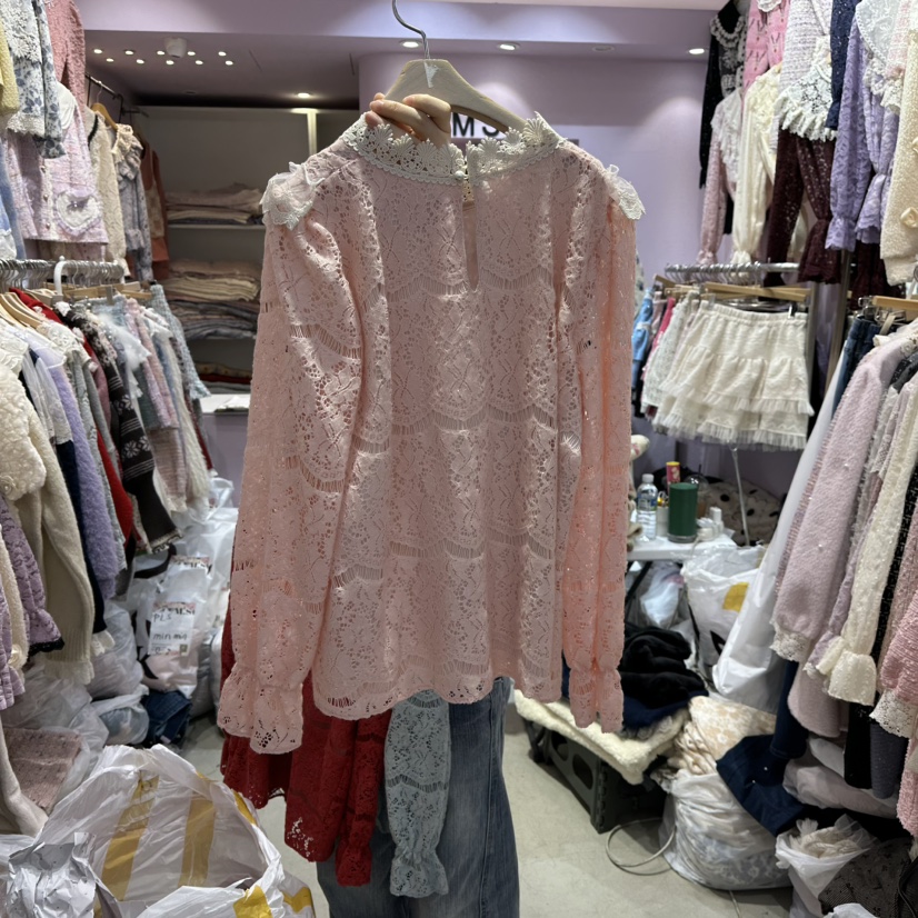 MS東大門㊣代購女裝新款真品人氣休閑25秋冬時尚襯衫蕾絲衫MS襯衫/蕾絲衫