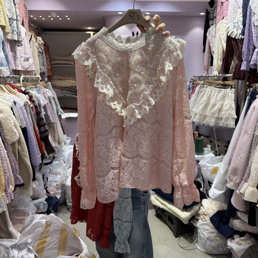 MS東大門㊣代購女裝新款真品人氣休閑25秋冬時尚襯衫蕾絲衫MS襯衫/蕾絲衫圖色1