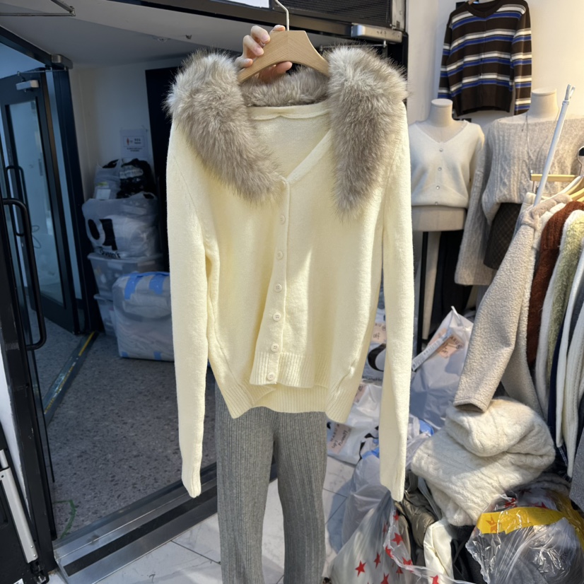 HARU-Q韓國直郵㊣女士新品休閑人氣熱賣真品推薦時尚毛衣開衫HARU-Q毛衣圖色1白色