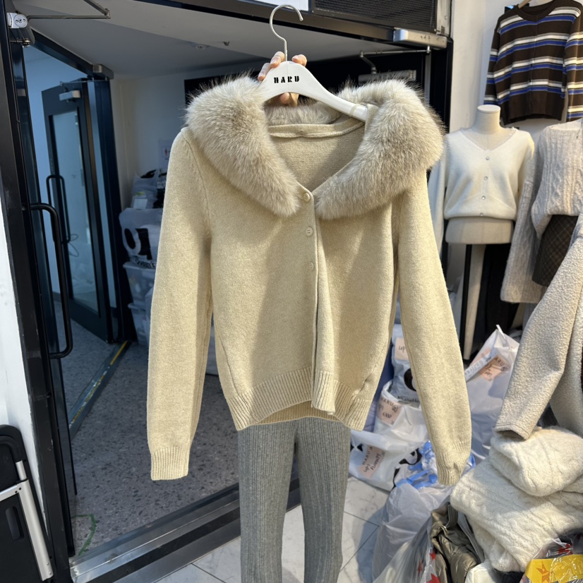 HARU-Q韓國直郵㊣女士新品休閑人氣熱賣真品推薦時尚毛衣開衫HARU-Q毛衣圖色2燕麥色
