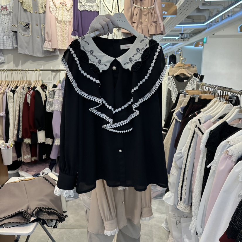 PAPA東大門㊣直郵女裝新品職業時尚人氣25秋冬休閑襯衫蕾絲衫PaPa/HALMADE襯衫/蕾絲衫圖色2