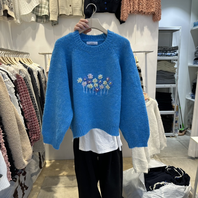 LADYBUG+ADORABLE東大門㊣實拍女士新款人氣職業針織衫花朵LADYBUG/Adorable針織衫圖色1