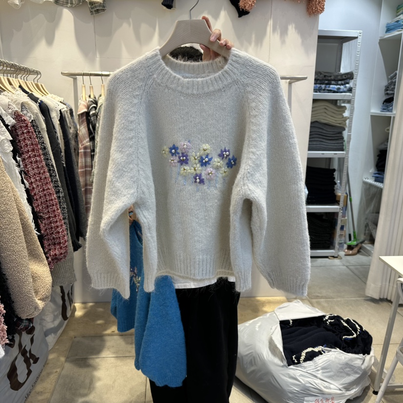 LADYBUG+ADORABLE東大門㊣實拍女士新款人氣職業針織衫花朵LADYBUG/Adorable針織衫圖色2