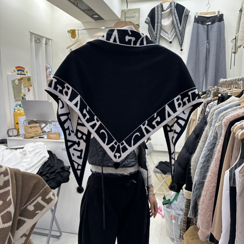 HOJAE韓國代購㊣女裝新品時尚熱賣25秋冬真品休閑圍巾披肩披肩MID-LEVEL JUMP圍巾/披肩