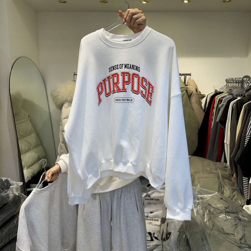 MORAN東大門㊣直郵女裝新款推薦真品25秋冬人氣職業衛衣加絨MORAN/MOSCO衛衣圖色2