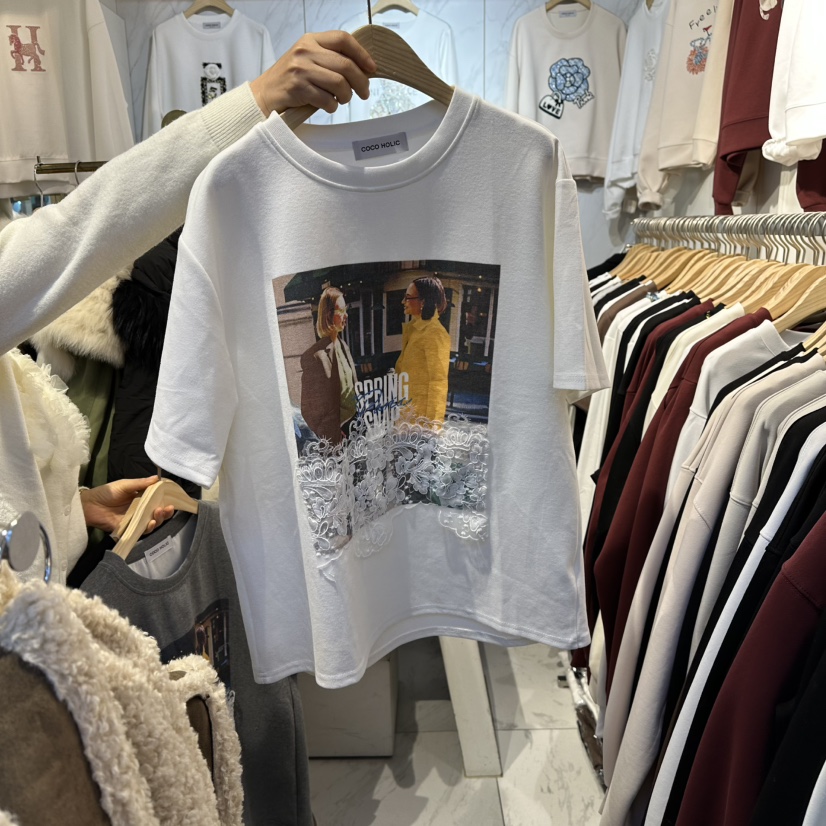 COCO HOLIC東大門㊣實拍女士新款職業25秋冬休閑真品T恤長款COCO HOLICT恤圖色1