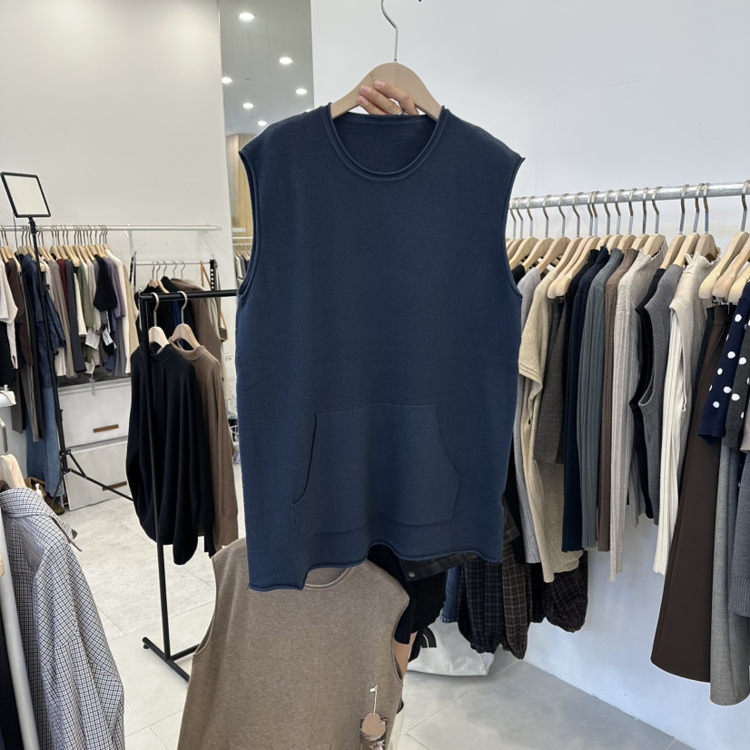 FUNNY POWDER東大門㊣實拍女士新款推薦休閑熱賣針織衫口袋THE FUNNY針織衫圖色2