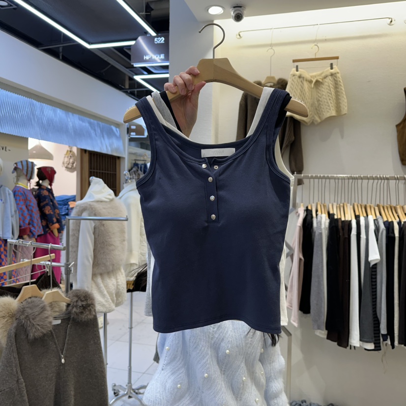 HIPTIQUE東大門㊣直郵女裝新品真品時尚推薦25秋冬吊帶背心HIPTIQUE吊帶/背心圖色3深藍色