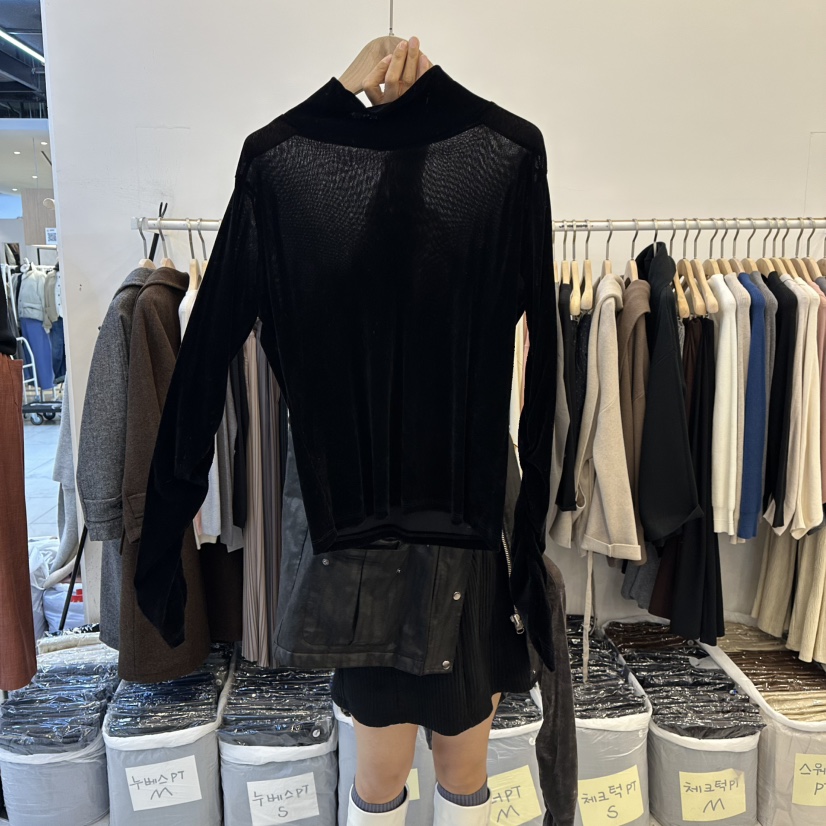 FUNNY POWDER東大門㊣實拍女裝新款25秋冬職業長袖T恤褶皺THE FUNNY長袖T恤圖色2