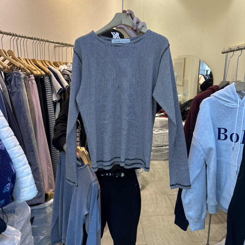 AND FLOYD東大門㊣實拍女裝新品真品25秋冬時尚推薦長袖T恤stunning and Floyd長袖T恤圖色3黑白條紋