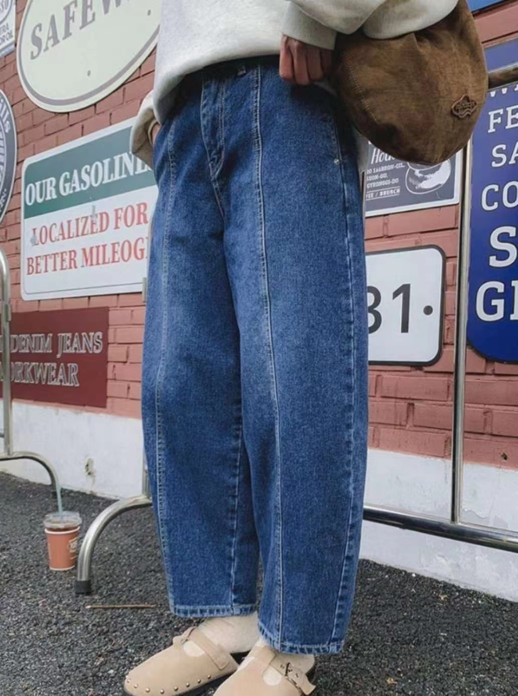 L@BOR-레이버-T東大門㊣代購女士新款推薦25秋冬時尚牛仔褲L@BOR牛仔褲