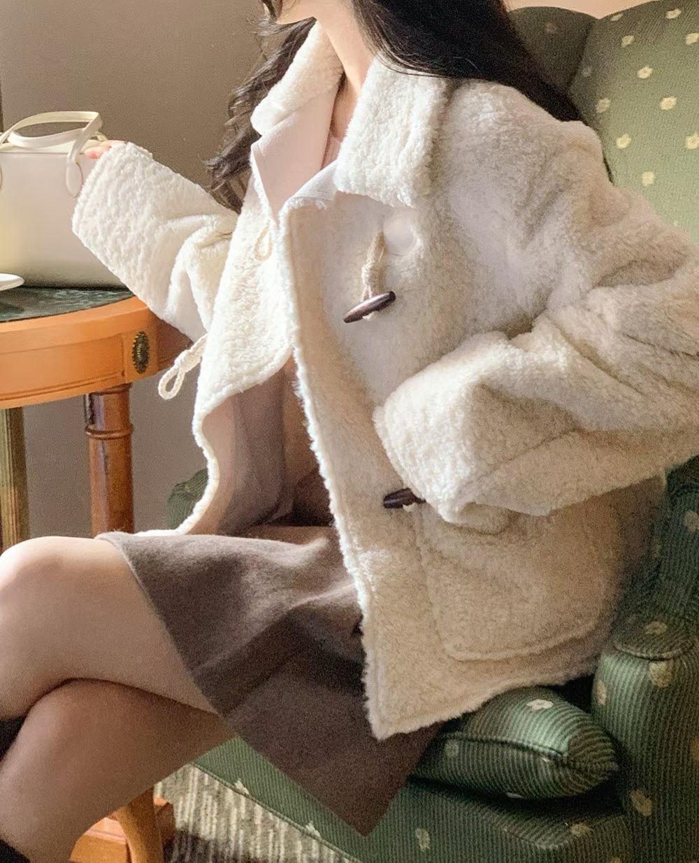 ALL OVER東大門㊣實拍女裝新款人氣職業真品時尚熱賣短款大衣ALL OVER短款大衣