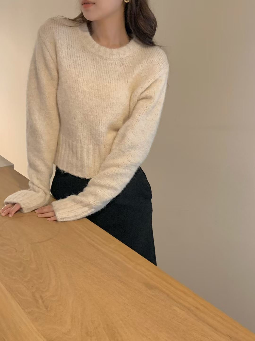 ALL OVER東大門㊣實拍女士新款時尚人氣推薦休閑針織衫馬海毛ALL OVER針織衫圖色1