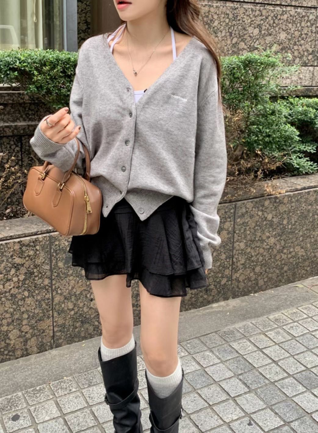 ALL OVER東大門㊣實拍女裝新品職業推薦真品時尚25秋冬短裙ALL OVER短裙