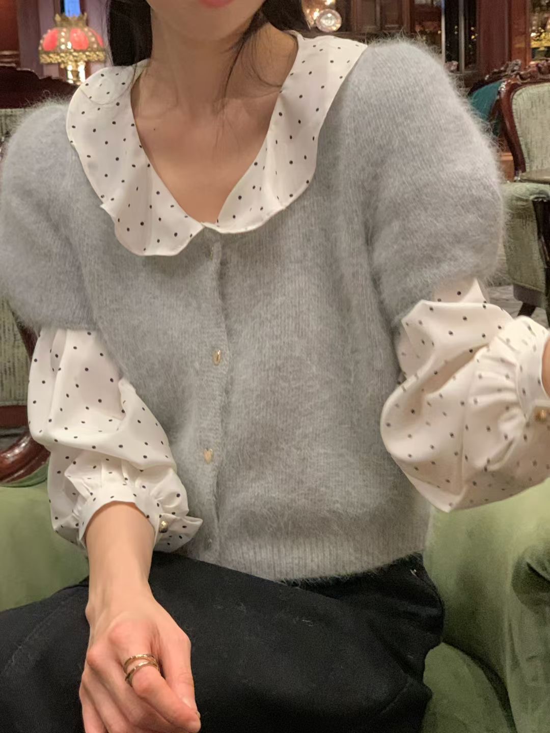 ALL OVER東大門㊣直郵女士新品人氣真品熱賣時尚針織衫安哥拉ALL OVER針織衫圖色3