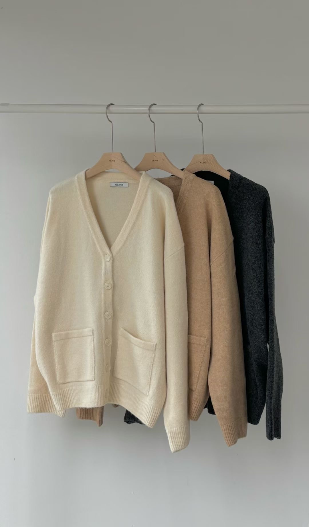 ALL OVER韓國直郵㊣女裝新品熱賣職業休閑推薦針織衫寬松開衫ALL OVER針織衫圖色3左三色