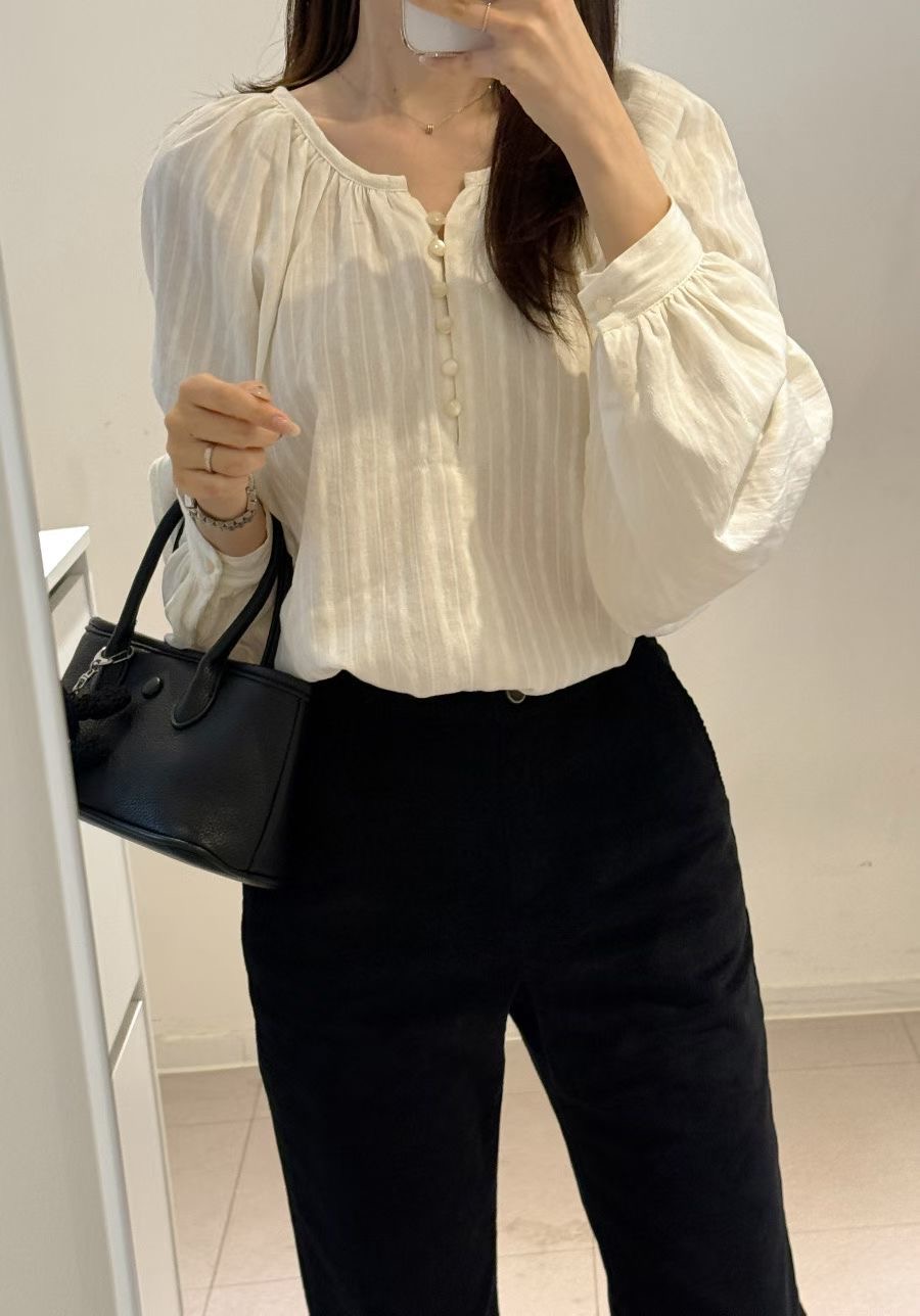 ALL OVER東大門㊣直郵女裝新品推薦25秋冬時尚真品襯衫蕾絲衫ALL OVER襯衫/蕾絲衫圖色1