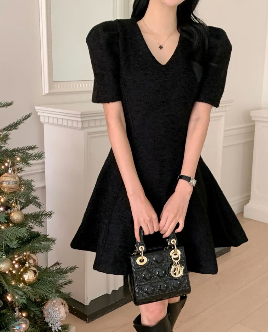 ALL OVER韓國直郵㊣女士新品人氣25秋冬職業推薦時尚連衣裙ALL OVER連衣裙圖色1