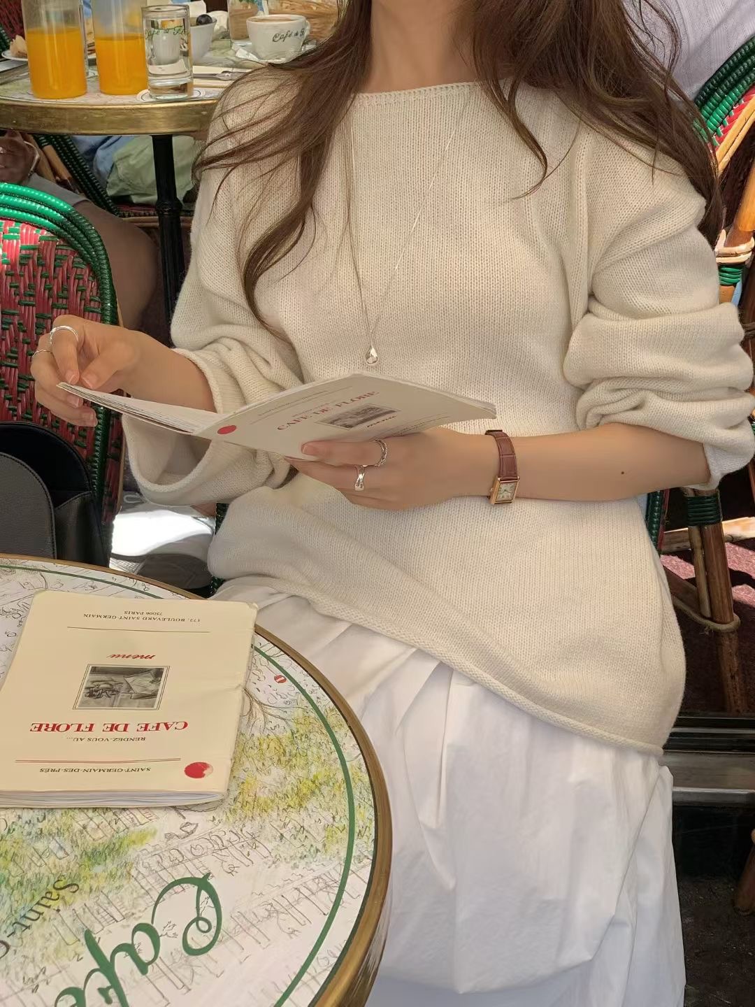 ALL OVER韓國直郵㊣女士新款人氣熱賣休閑推薦針織衫羊毛船領ALL OVER針織衫圖色1