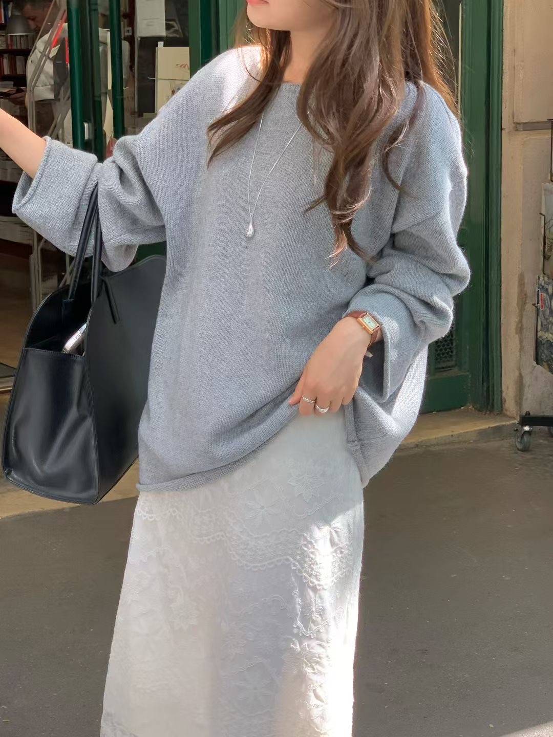 ALL OVER韓國直郵㊣女士新款人氣熱賣休閑推薦針織衫羊毛船領ALL OVER針織衫圖色2