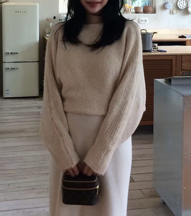 ALL OVER韓國直郵㊣女裝新品推薦時尚熱賣職業人氣針織衫船領ALL OVER針織衫