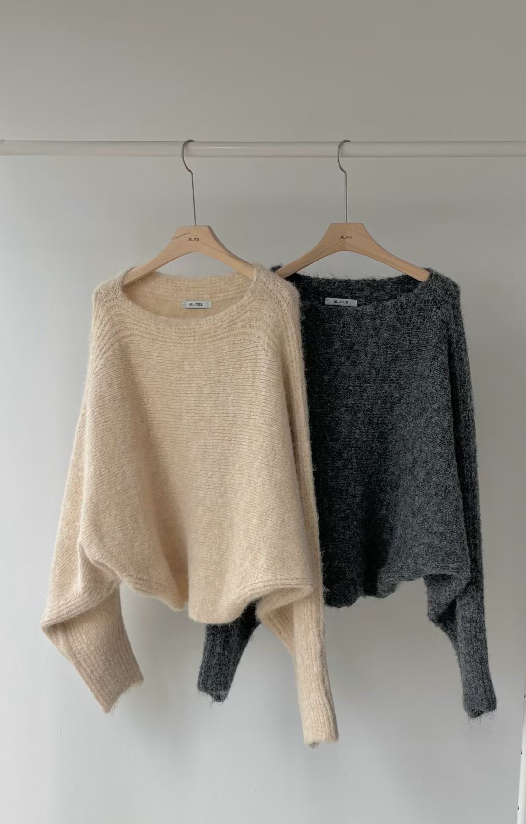 ALL OVER韓國直郵㊣女裝新品推薦時尚熱賣職業人氣針織衫船領ALL OVER針織衫圖色2左二色