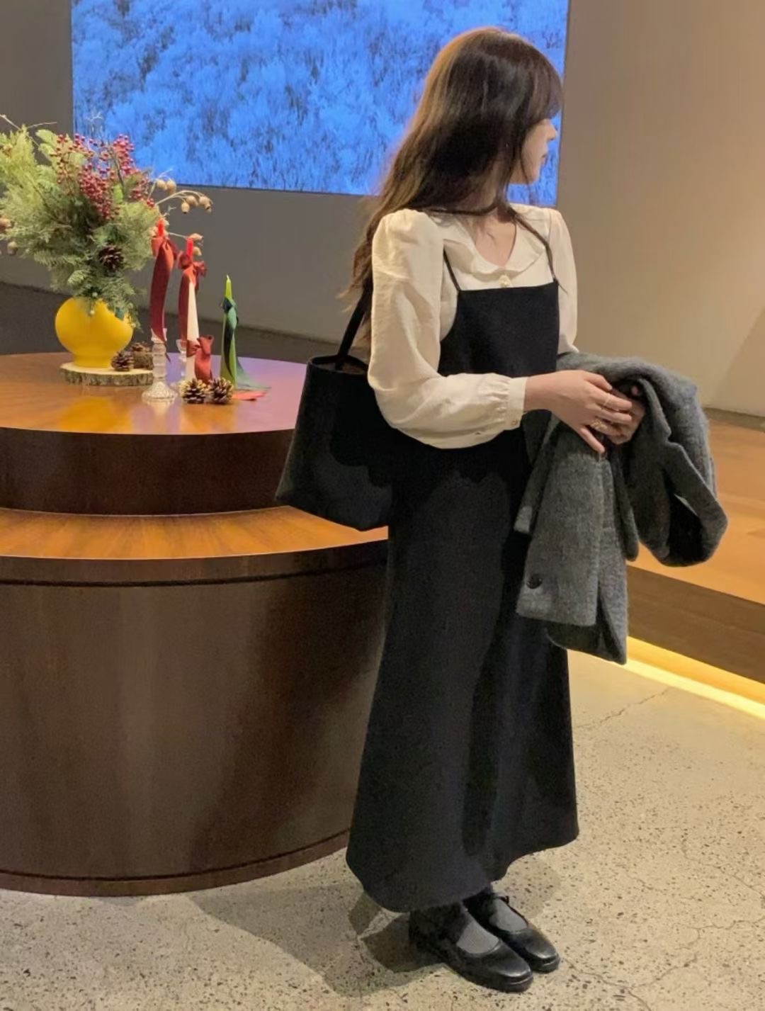 ALL OVER東大門㊣直郵女裝新款時尚職業人氣真品25秋冬連衣裙ALL OVER連衣裙