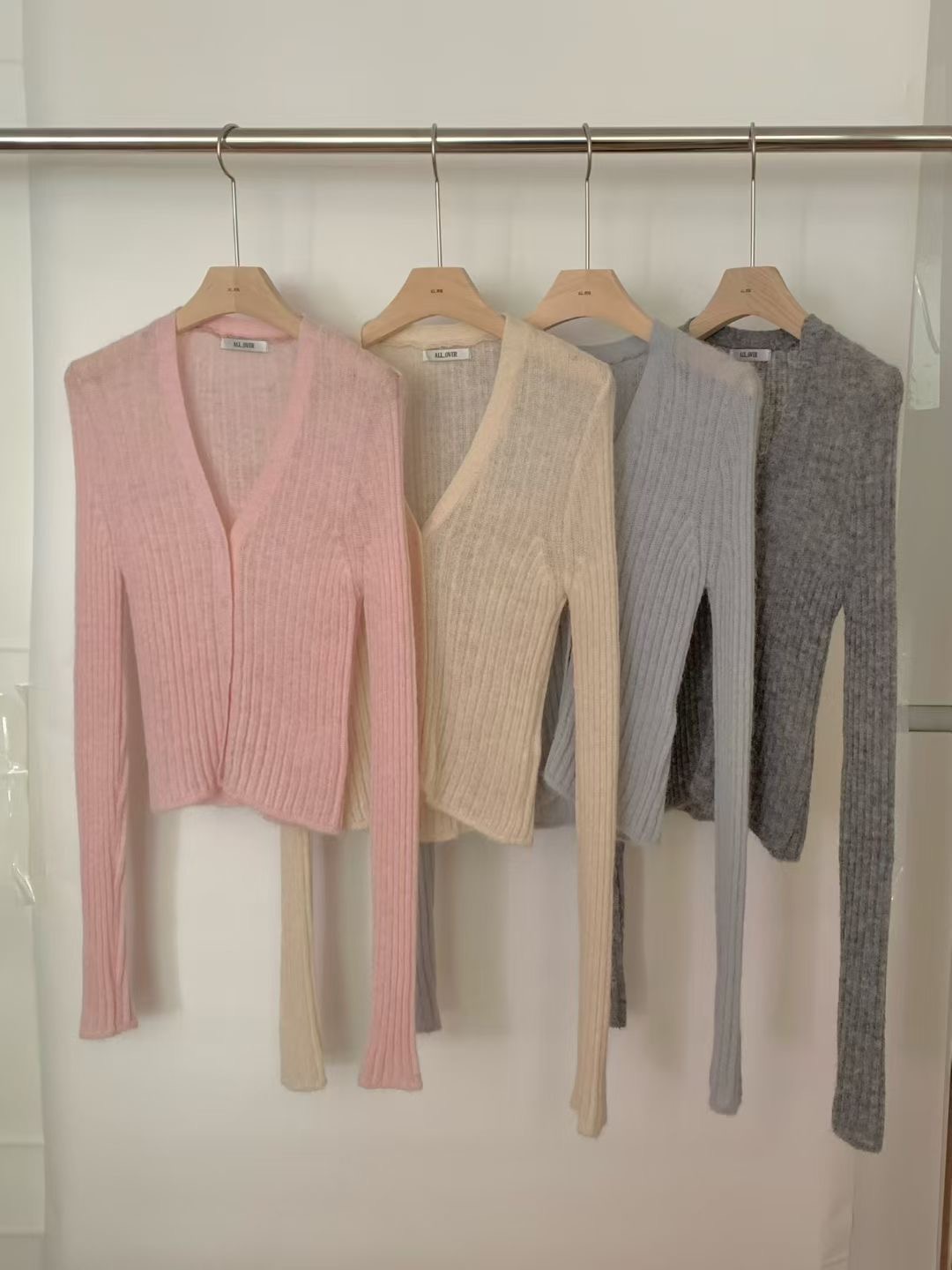 ALL OVER韓國代購㊣女士新品人氣熱賣時尚職業真品針織衫開衫ALL OVER針織衫圖色3左三色