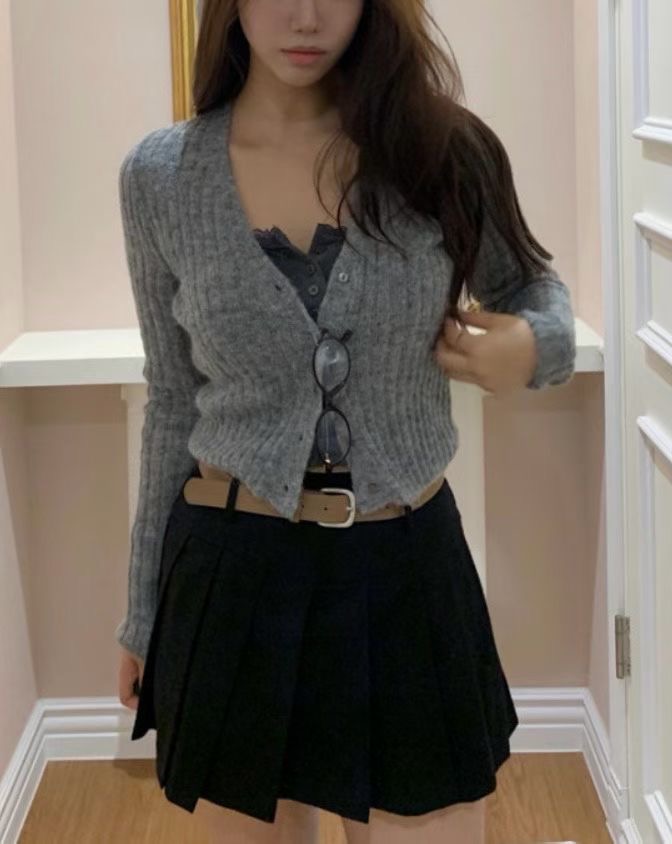 ALL OVER韓國代購㊣女士新品人氣熱賣時尚職業真品針織衫開衫ALL OVER針織衫圖色4