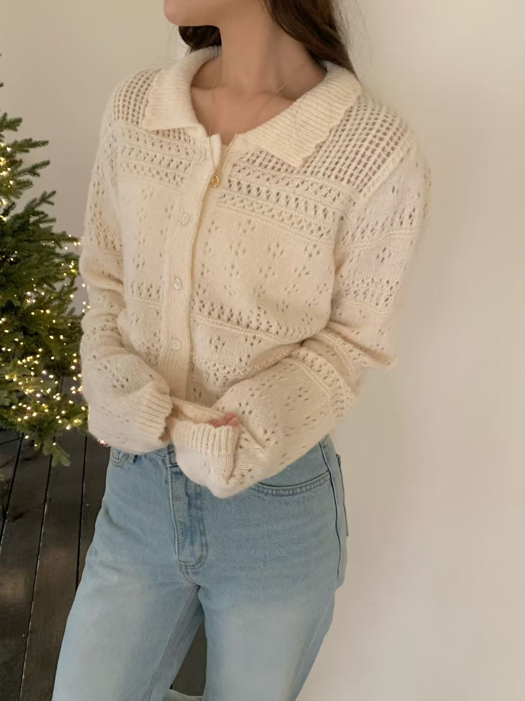 ALL OVER韓國直郵㊣女裝新品人氣職業25秋冬時尚休閑針織衫ALL OVER針織衫