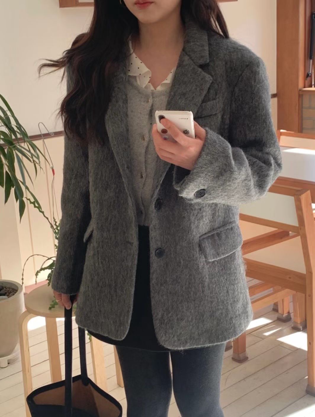 ALL OVER東大門㊣代購女士新款職業熱賣休閑人氣時尚短款大衣ALL OVER短款大衣