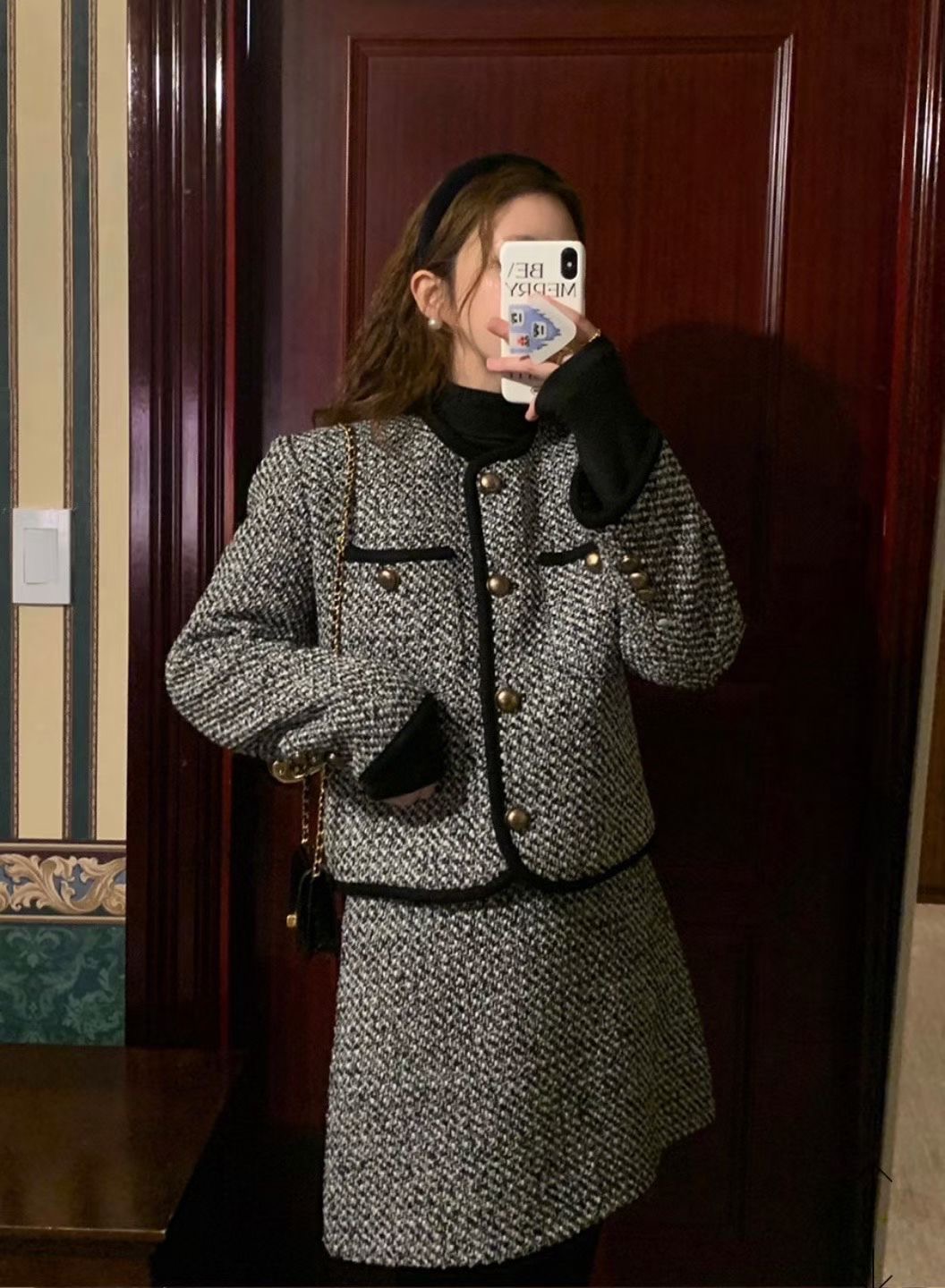 ALL OVER東大門㊣代購女裝新品休閑25秋冬人氣職業熱賣短裙ALL OVER短裙