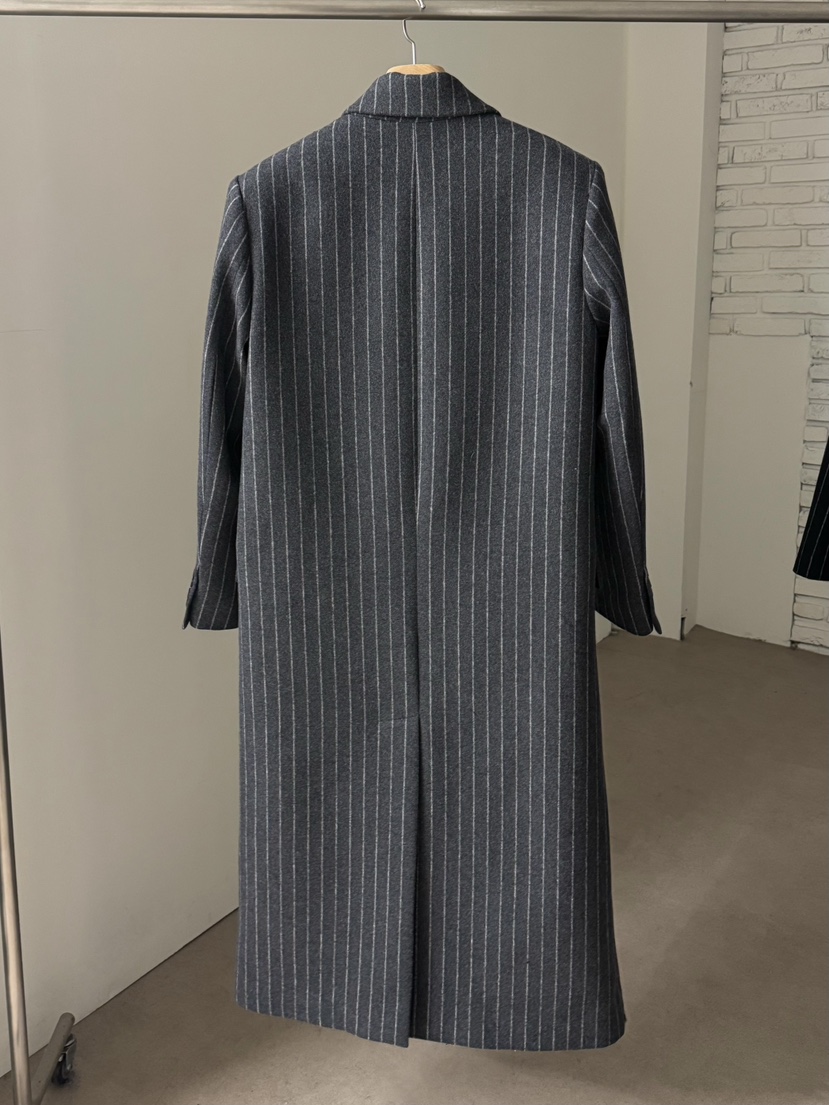 LOWBURN東大門㊣直郵女士新品職業休閑推薦真品中長款大衣條紋LOWBURN中長款大衣