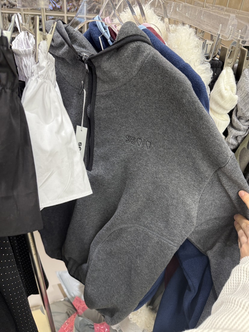 SEOLO韓國直郵㊣女士新款時尚人氣真品25秋冬衛衣連帽拉鏈衫抓絨Seolo seoul衛衣