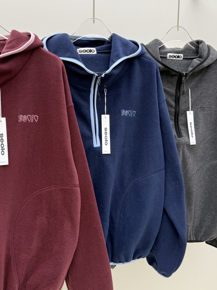 SEOLO韓國直郵㊣女士新款時尚人氣真品25秋冬衛衣連帽拉鏈衫抓絨Seolo seoul衛衣