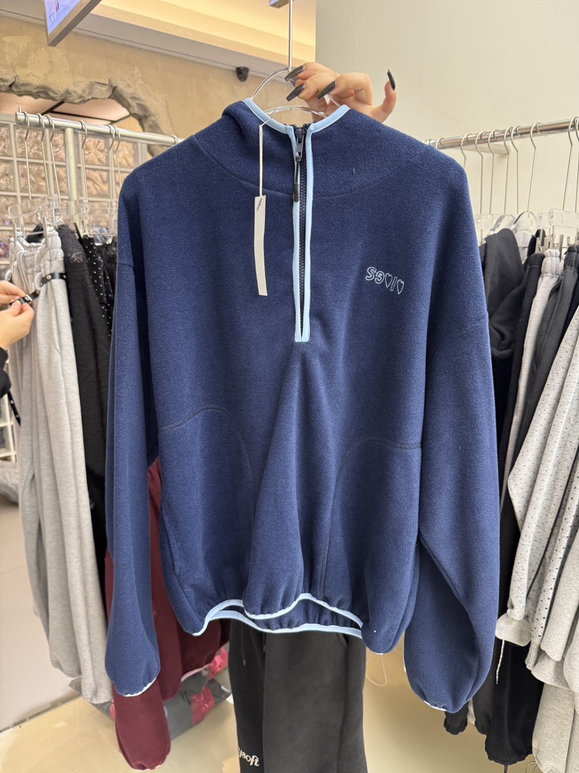 SEOLO韓國直郵㊣女士新款時尚人氣真品25秋冬衛衣連帽拉鏈衫抓絨Seolo seoul衛衣圖色1