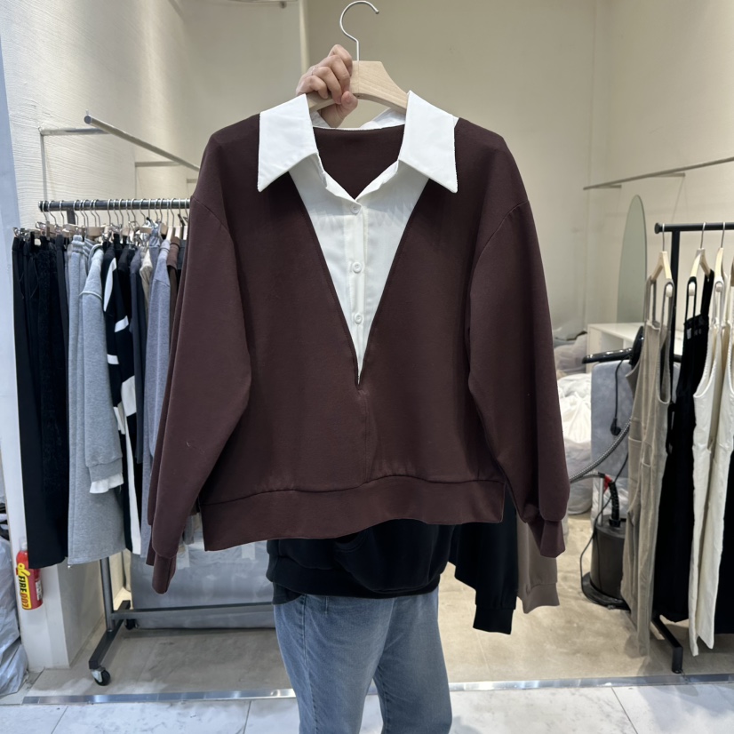 BLOOM韓國代購㊣女裝新品人氣休閑熱賣25秋冬襯衫蕾絲衫假兩件BLOOM-Q襯衫/蕾絲衫圖色2