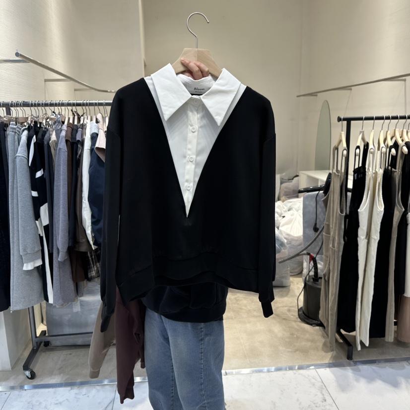 BLOOM韓國代購㊣女裝新品人氣休閑熱賣25秋冬襯衫蕾絲衫假兩件BLOOM-Q襯衫/蕾絲衫圖色3