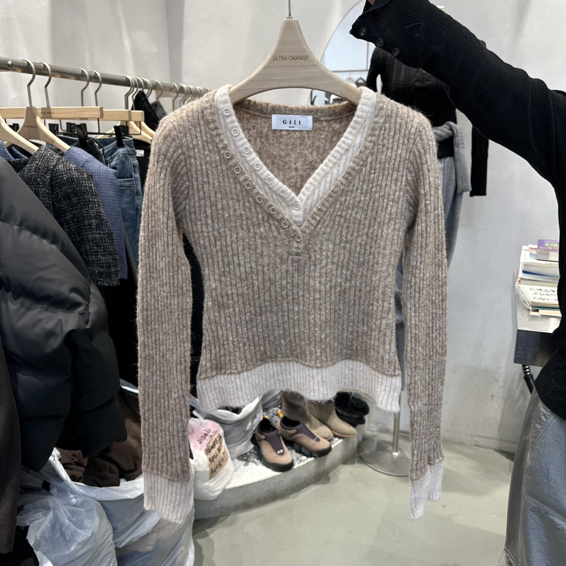 ULTRAORANGE東大門㊣實拍女裝新款人氣時尚休閑真品毛衣假兩件GILT/ULTRAORANGE毛衣圖色1