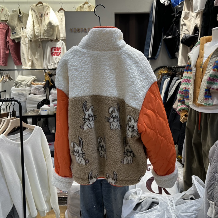 YESFREE韓國代購㊣女裝新品時尚休閑推薦真品25秋冬夾克兔子YESFREE夾克