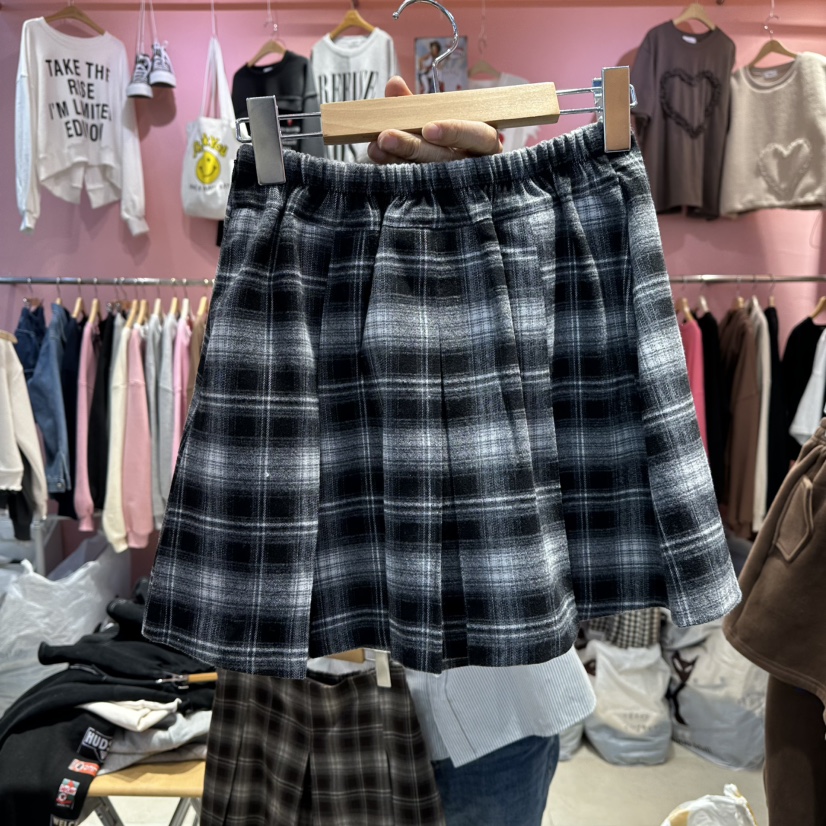K STORY東大門㊣代購女士新品人氣熱賣時尚職業25秋冬短裙格子K STORY短裙