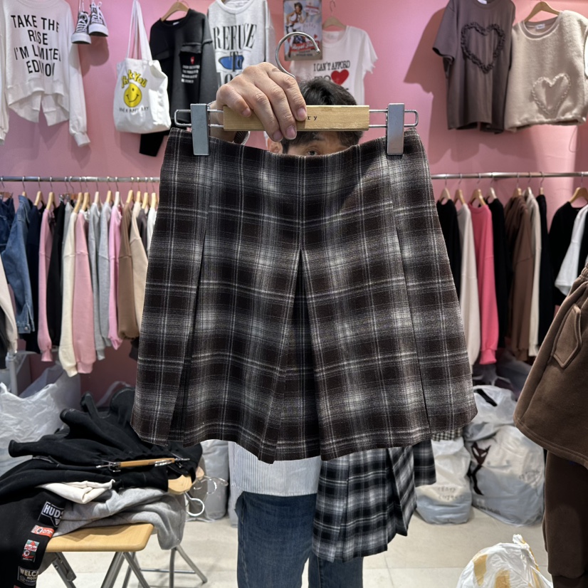 K STORY東大門㊣代購女士新品人氣熱賣時尚職業25秋冬短裙格子K STORY短裙圖色1