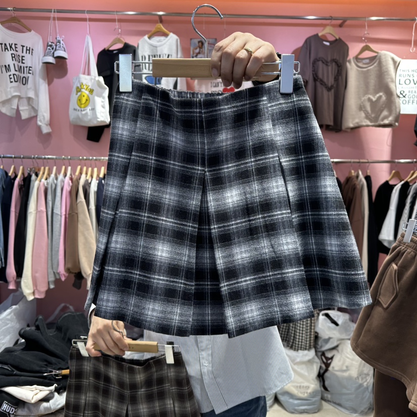 K STORY東大門㊣代購女士新品人氣熱賣時尚職業25秋冬短裙格子K STORY短裙圖色2