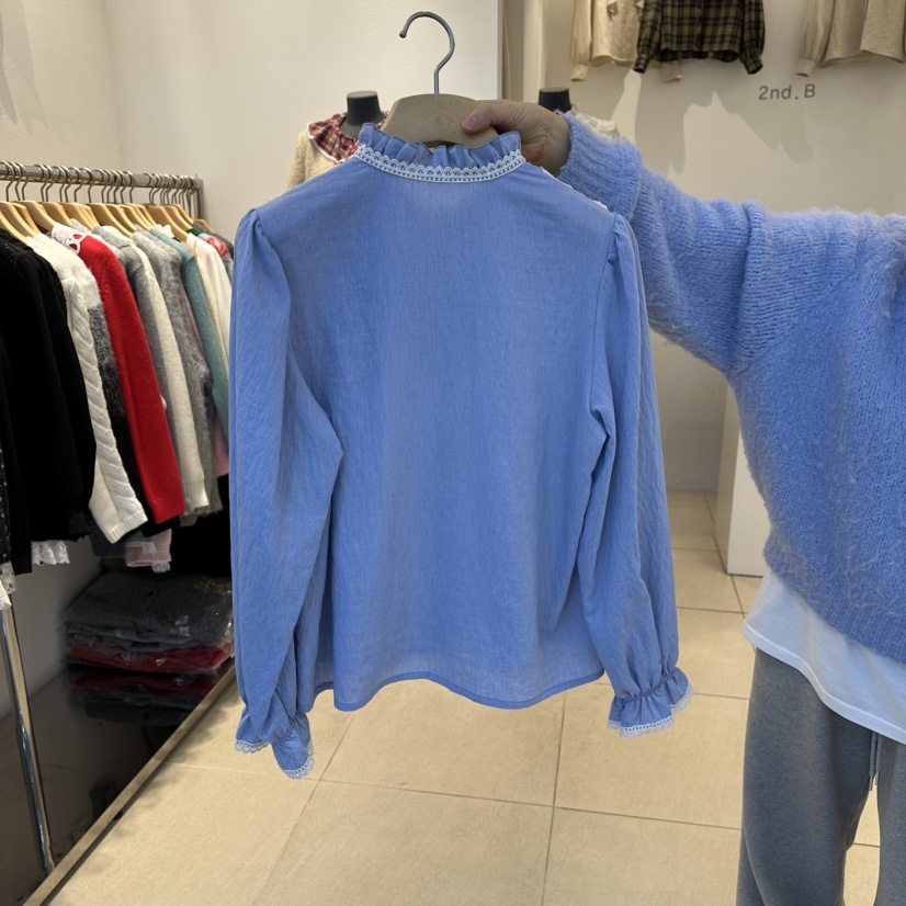 2nd B-S韓國直郵㊣女裝新款熱賣休閑25秋冬人氣襯衫蕾絲衫2nd B-S襯衫/蕾絲衫